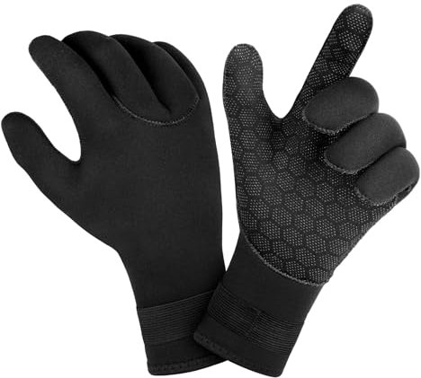 AOOSA 3mm Gants de Plongée en Néoprène, Antidérapant Thermique Gants de Natation avec Poignet Ajustable, pour Surf Kayak Snorkeling Voile, M