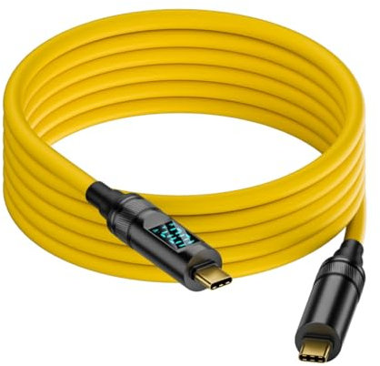 Cable de carga tipo C de doble cabezal de 100 W con pantalla digital LED estética de video 8K y función OTG que mejora la conexión