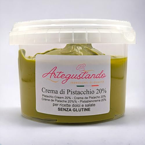 Artegustando-Crema Spalmabile al Pistacchio 20% – Dolce, Senza Glutine, Made in Italy – Alta Qualità per Dolci, Torte e Gelati – Formati 500g, 1kg, 2kg (500g)