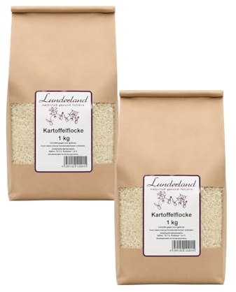 Lunderland Kartoffelflocke | Doppelpack | 2 x 1 kg | Einzelfuttermittel für Hunde | Hoher Vitamin-C Gehalt