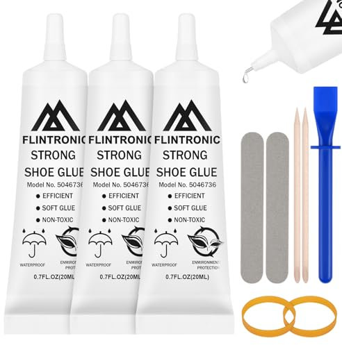 Flintronic Colle pour Chaussure, 60 ml Colle Chaussures Extra Forte, Professionnelle pour Réparer baskets, bottes, toile, talons, semelles, sacs à main