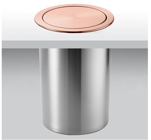 SdaryWare Poubelle encastrable avec Couvercle basculant, Poubelle Ronde en Acier Inoxydable, Poubelle de comptoir Simple, Corbeille à déchets à encastrer pour Cuisine et,Rose Gold