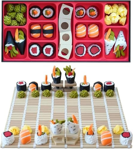 Sushi Chess Set – 3D Printed Sushi Themed Board Game with Bento Box Storage, Portable Travel Chess Set, for Strategy Enthusiast and Family Strategy Game