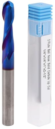 Spacnana Carbid Ball Nase End Mill Ball Nasen Router Bit Spiral End Mill 1/4 Zoll Schaft 1/4 Zoll Schnittdurchmesser 1 Zoll Schneidlänge mit Nanoblau -Beschichtung für Holzplastik -CNC