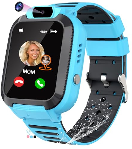 EUNICECG Smartwatch Bambini Bambina Bambino GPS Giochi Telefono Fotocamera HD IP68 Impermeabile SOS Sveglia Compleanno Regali Digitale Orologio Ragazza Ragazzo