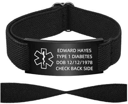 Personalisierte Notfallarmband Medizinisches Alarm Armband -SOS ID Armband | Verstellbares Elastische ID Armband mit Gravur Diabetes Epilepsie Allergie Telefonnummer Notfall Armbänder für Herren Damen