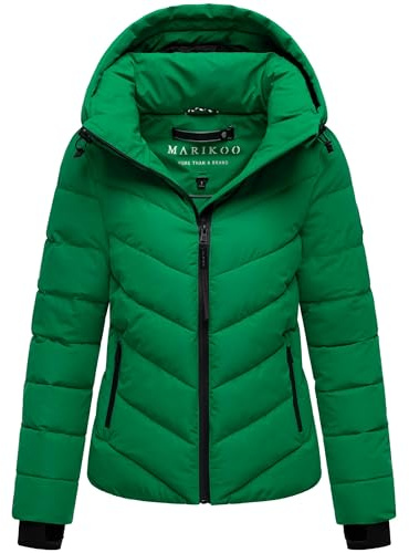 MARIKOO Damen Winterjacke warme Steppjacke mit abnehmbarer Kapuze Samuiaa XVI XS-3XL