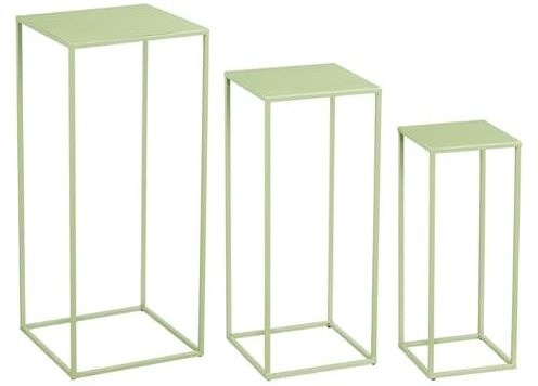 MICA Decorations Quinty Beistelltisch - 3er-Set - L30 x B30 x H70 cm - Eisen - Hellgrün