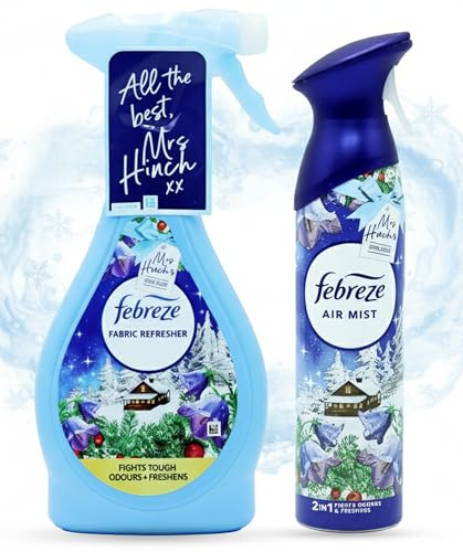 Febreze Fabric Spray Alpine Escape 500ml and Febreze Air Mist Alpine Escape 185ml Odour Eliminator Set Refreshing Winter Fragrance Removes Odours from Fabrics and Air Freshener Home Bundle