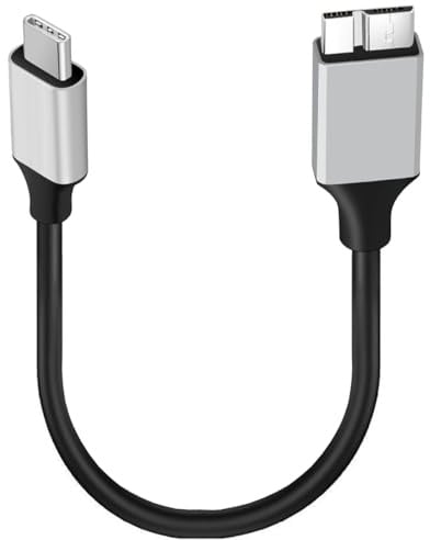 Micro B to USB C Hard Drive Cable,Type C to USB 3.0 Micro B Extension Cord | Compatible with WD Elements, Seagate Expansion, Toshiba, Samsung M3, Galaxy S5, LaCie, Maxtor (20 cm)