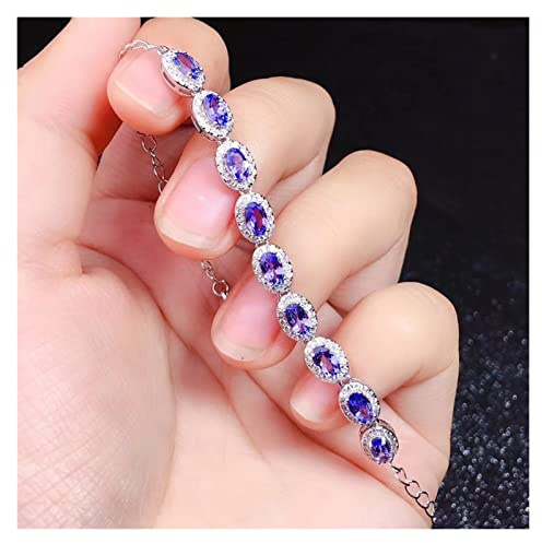 CNCNSH Loved Girl 925 feiner Schmuck, Tansanit, natürlicher Edelstein für Frauen