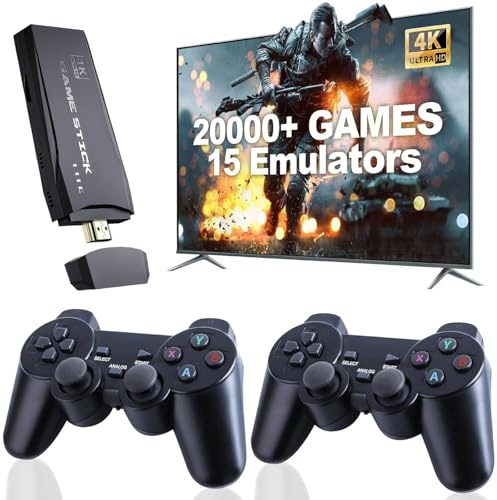 2026 Retro Konsole, Game Stick Spielekonsole mit 20,000+ Klassikern, 2 Controller Plug & Play, Geschenk für Familie