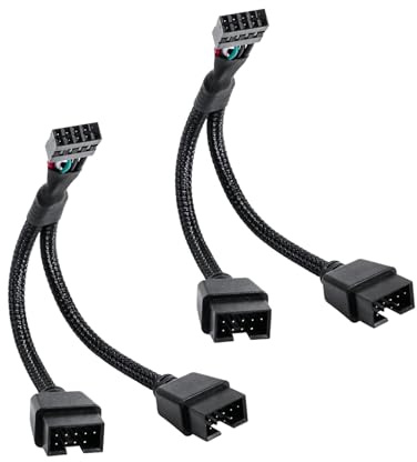 SEASJHBAY 2 Stück USB 2.0 9 Pin Splitter Motherboard 1 zu 2, USB 2.0 9-polige Buchse auf Doppel Verlängerungskabel, Mainboard USB Splitter, USB 2.0 Splitter Mainboard für PC