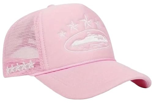 Gyios Cappello da Baseball Camionista Ricamato con Stella Unisex Berretto in Rete Traspirante Parasole Hip-Hop Regolabile per Uomo Donna Casual All'aperto-Rosa-Regolabile