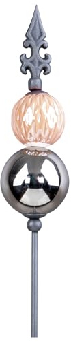 levandeo Gartenstecker Lilie Metall Stab 120cm Keramik Rosa Silber Beetstecker Gartendeko Deko Stele Metallstecker Lilienspitze