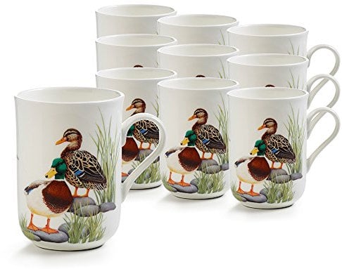 Maxwell & Williams 10er SET Becher 330 ml ENTE - Birds of the World Bone China/Kaffeebecher/Pott