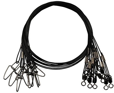 20pcs Fishing Wire Leaders Heavy Duty Fishing Stainless Steel Wire Leaders 150LB High Strength Fishing Leaders with Swivels and Snaps Black/Red/Green
