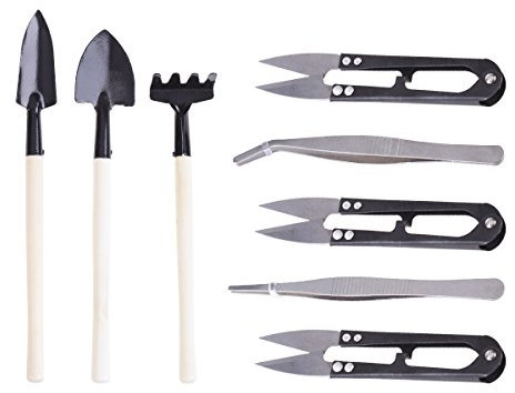 OUNONA 8pcs Bonsai Werkzeugset Kit Mini Gartenwerkzeuge Werkzeuge Knospe und Set von Ausschnitten