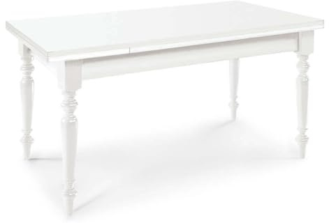 milani home Tavolo da Pranzo Allungabile Gamba Tornita Bianco Cm 85x160/200/240 per Interno Sala da Pranzo Cucina Massello Arte Povera