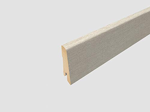 EGGER Home Sockelleiste weiß L384 Fußleiste | Bodenleiste 2,4m passt zu EHL105 Creston Eiche weiß