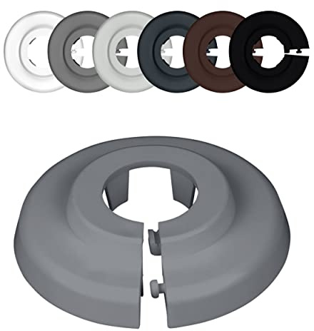 FUX 6 Radiator Pipe Covers Single Collars 15mm Window Grey - Heater Covers | Tool-free fit