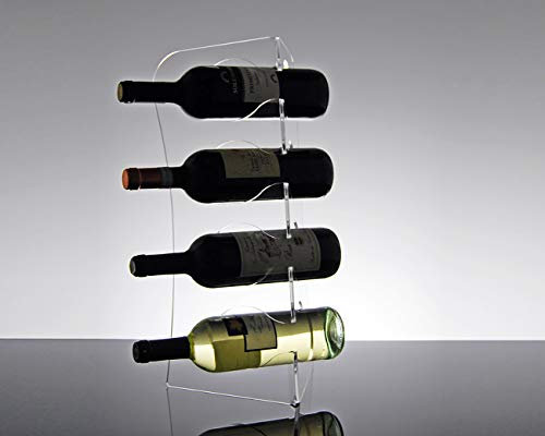 Slato Portabottiglie porta bottiglie da Vino da banco design moderno in cristallo acrilico Trasparente Topazio per 4 Bottiglie