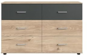 Wimex Angie Schubkastenkommode mit 6 Schubkaesten, Hickory Oak/Graphit, 41 x 130 x 83 cm