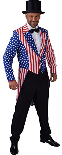 narrenkiste M216266-M rot-weiß-blau Herren Frack Party USA Amerika Stars und Stripes Gr.M