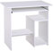 HOMCOM Compact Small Computer Table Wooden Desk Keyboard Tray Storage Shelf Modern Corner Table Home Office White