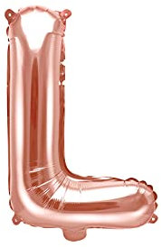 PartyDeco Folienballon Buchstabe L Roségold- Geburtstag Hochzeit Jahrestag Folienballon Buchstabe L- Rosegold Größe ca. 35 cm Verlobung Silvesterparty Folienballon Deko