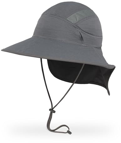 Sunday Afternoons Ultra Adventure Hut – Sonnenhut für Herren und Damen, mit Nackenklappe, LSF 50+, UV-Schutz, Wandern, Angeln, breite Krempe, Asche, L/XL