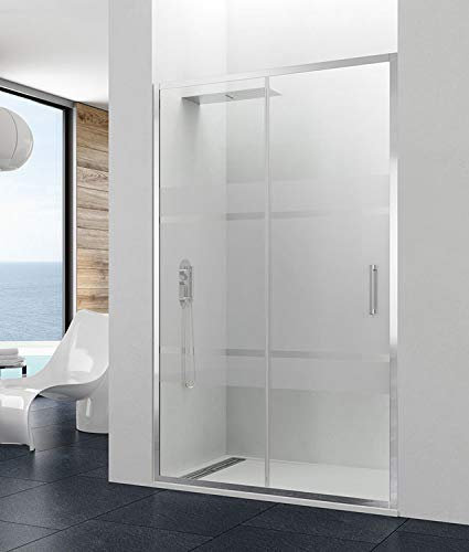 GME Prestige Titan Frost Plus Mamparas Ducha Frontales con 1 Hoja Fija + 1 Corredera, 120 cm Ancho x 195 cm Altura