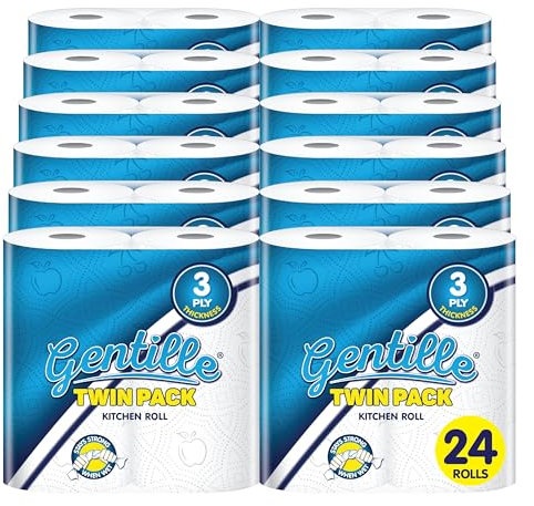Gentille Twin Kitchen Roll | 3 Ply Thickness | Thick, Strong, Absorbent Paper | UK Made (24)
