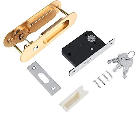 Nikou Sliding Door Locks- Strong and Sturdy Gold Door Handle Set with Keys