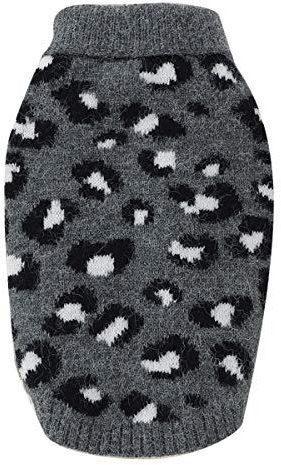 Petyoung Hundepullover Weste Leopardenmuster Haustier Weich Stricken Wolle Pullover Gestrickt Häkeln Winter Warme Mantel Kleidung für Kleine Mittlere Hunde