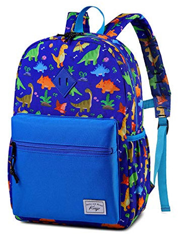 Kasgo Kinderrucksack Jungen, Niedlich Schulrucksack für Mädchen Wasserabweisend Kinder Rucksack Tagesrucksack Vorschulrucksack Kindergartentasche mit Brustgurt Dinosaurier Blau