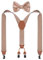 GUCHOL Hosenträger-Fliege für Damen und Herren, strapazierfähig, elastisch, breite Hosenträger, starke 4 Metall-Clips, verstellbar, Kahki, L
