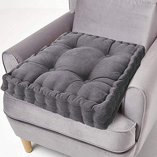 ping bu Cojín elevador de asiento 100 % algodón, 10 cm de grosor, cojín cuadrado grande de 50 cm para adultos, silla, sillón, jardín (50 x 50 cm, gris oscuro)