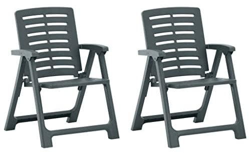 vidaXL 2X Gartenstuhl Balkonstuhl Terrassenstuhl Klappstuhl Gartensessel Stuhl Stühle Sessel Gartenmöbel Klappsessel Kunststoff Grün