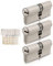 GERCAR Pro 3x Schließzylinder 30/30 gleichschließend Set 3 Profilzylinder inkl. 15 Schlüssel - 60 mm Türschloss Zylinderschloss 3er Zylinder - Länge: 60mm, A:30 B:30 - Messing matt massiv