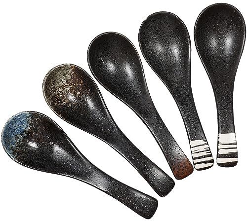 UPKOCH 5pcs Japanese Spoon Tasting Spoon Dessert Spoons Oatmeal Spoon Japanese Gadgets Coffee Spoons Asian Rice Spoon Old Fashioned Oats Korean Ramen Mixing Spoon Ceramics Chinese Style