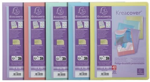 Lot de 20 Porte-vues Kreacover pastel, 40 photos 11x15, coloris assortis (5)