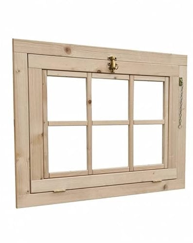 Home Idea Finestra in legno per casetta mis 81 x 61 cm con apertura a Vasistas, con Plexiglass
