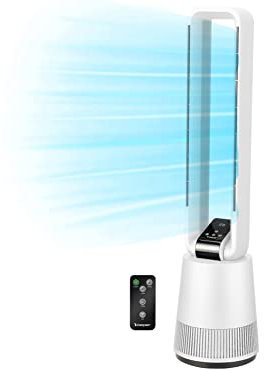 BEPER P206VEN350 Ventilador y Purificador de Aire con Filtro de Carbón - Purificador Aire 3 Velocidades y 3 Modos de Ventilación, Panel Táctil, Mando a distancia incluido