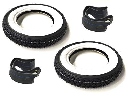 2x Weißwandreifen Satz K333 3.00-10 Zoll 4PR 42J TT inkl. Schläuche - Passend für Vespa V PK 50 80 125 N Special – 90° Ventil