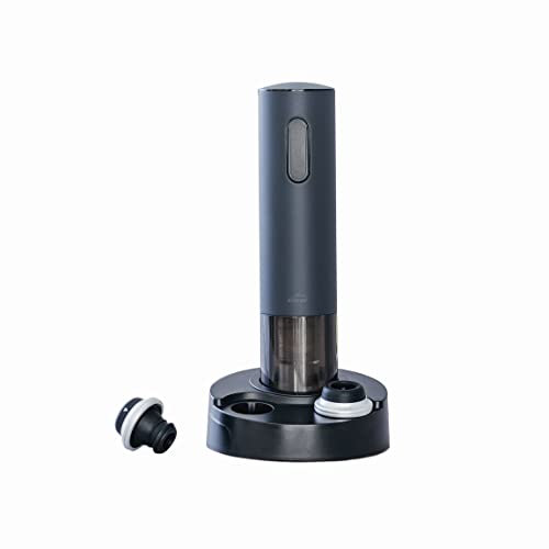 Lacor - 63058 - Pompe à vide électrique LUXE, pompe à arôme de vin, 60 cycles de vide, comprend 2 bouchons avec indicateur de date et chargeur, 100% hermétique, noir