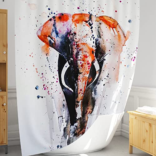 Rideau de douche avec crochet faciles à installer | égayez votre ensemble de décor de salle de bain avec superbe rideau douche animaux motif éléphant |Rideau de douche 180x200 anti moisissure lavable
