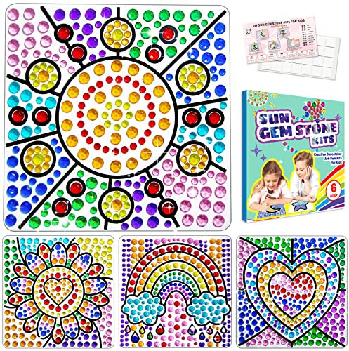 Sonnenfänger-Kits für Mädchen 6 7 8 9 10 Jahre alt, DIY Diamant Malerei Blume für Kinder ab 6 Jahren, 5D Edelstein Stein Fenster Kunst Handwerk Aufkleber Kit für Jungen als Weihnachten Geburtstag
