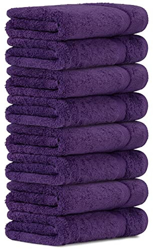 Luckytowel Handtücher Set 50x100 cm groß aus 100% Baumwolle, Handtuch Set mit 600g/m² Oeko-Tex Frottee Handtuchset als 8er Pack in Lila