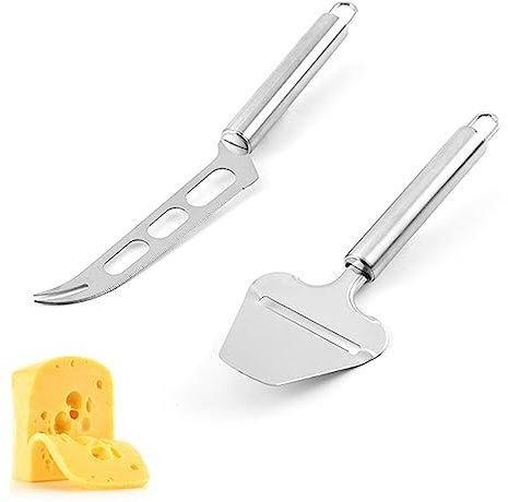 2 Stück Käsehobel Set, Käsemesser, Käseschneider, Schäler für Hart und Weichkäse, für Weichkäse, Schokolade, Pizza, Kuchen